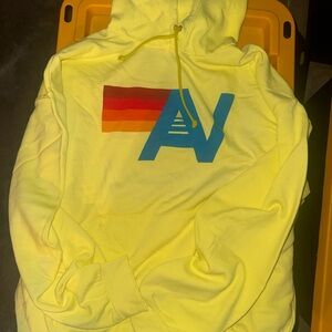 Aviator Nation Yellow Hoodie with Red and Blue Accents!!